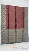 Traditional Kanchipuram Pure Silk Saree Maroon Body with Grey Pallu