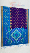 Traditional Handloom Pochampalli Pure Silk Saree Dark Purple Body with Blue Pallu