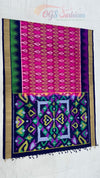 Traditional Handloom Pochampalli Pure Silk Saree Magenta Body with Navy Pallu