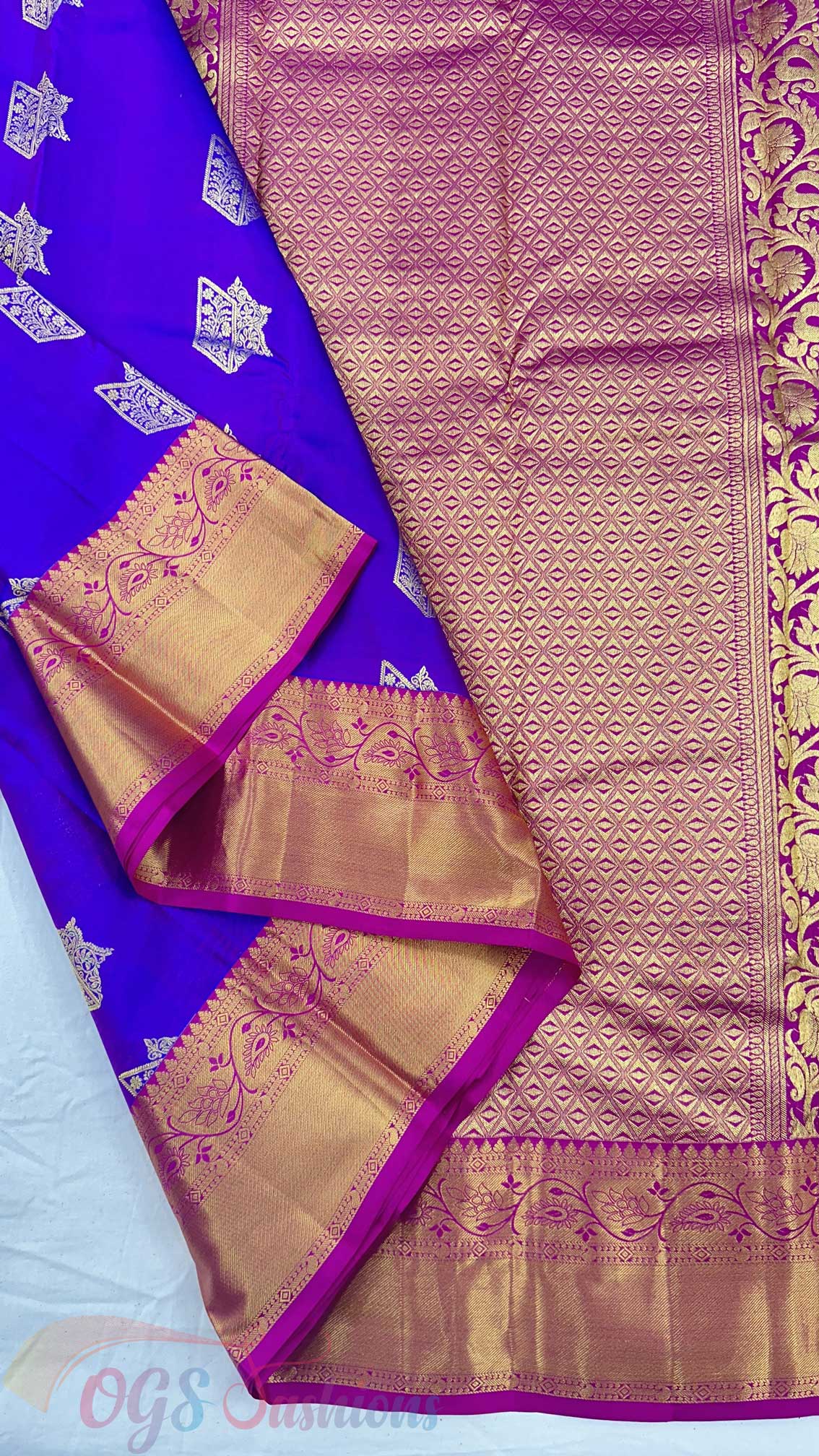 Kanchipuram Traditional Pure Silk Saree with Persian blue body & Rani Pallu