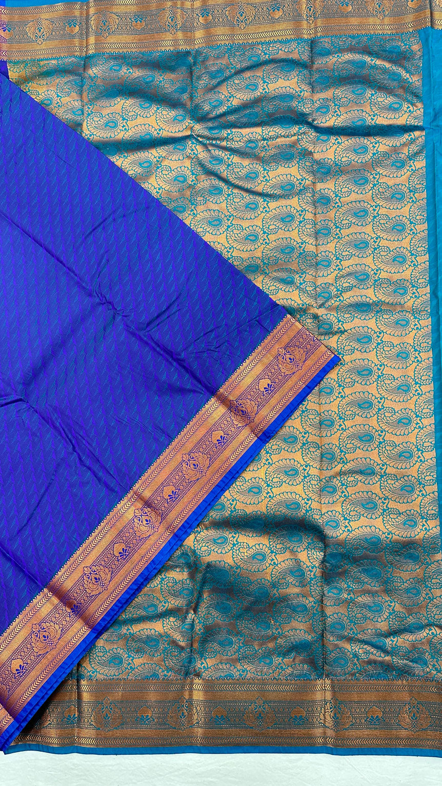Semi Silk Blue Body with Light Blue Pallu