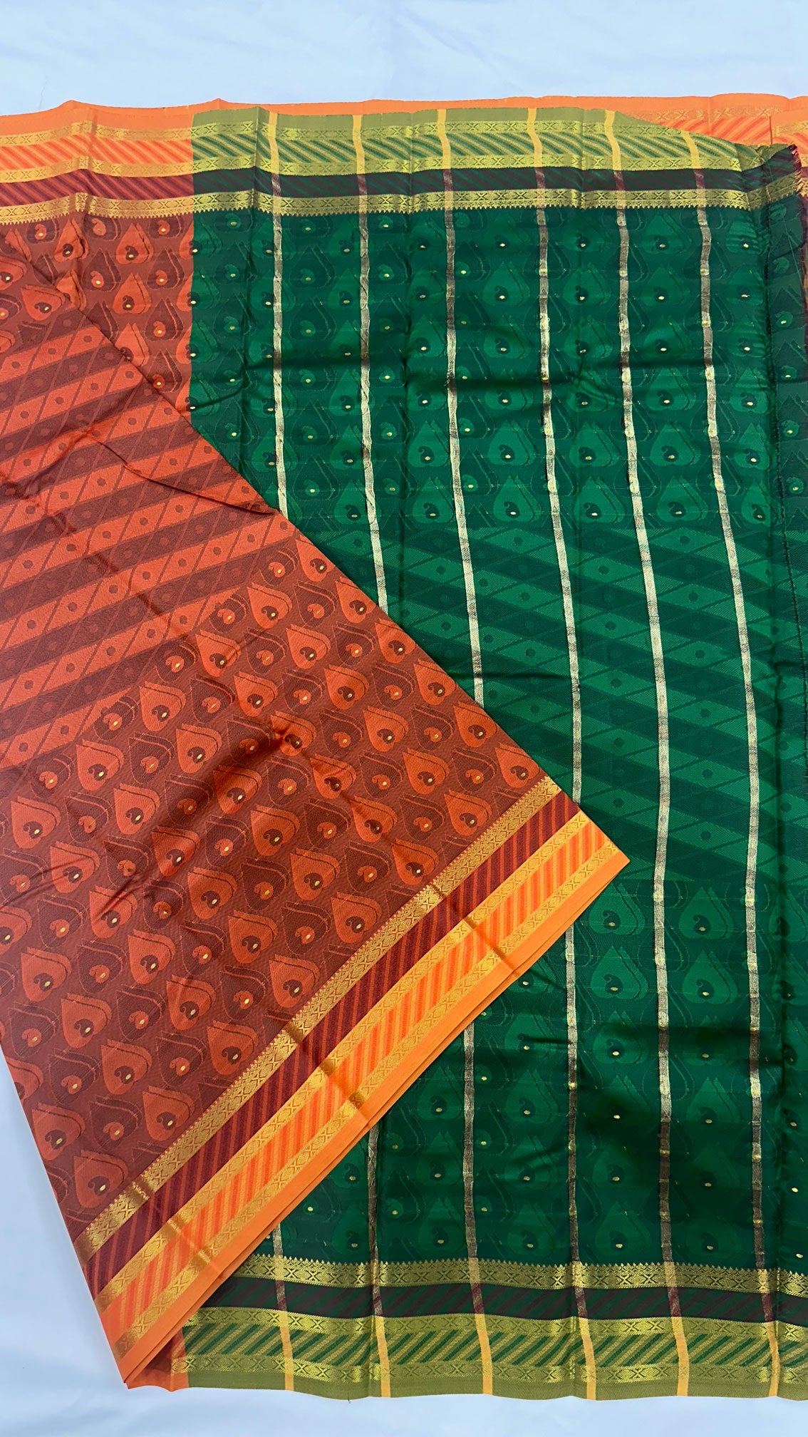 Semi Silk Terracotta Colour Body With Pallu & Running Blouse