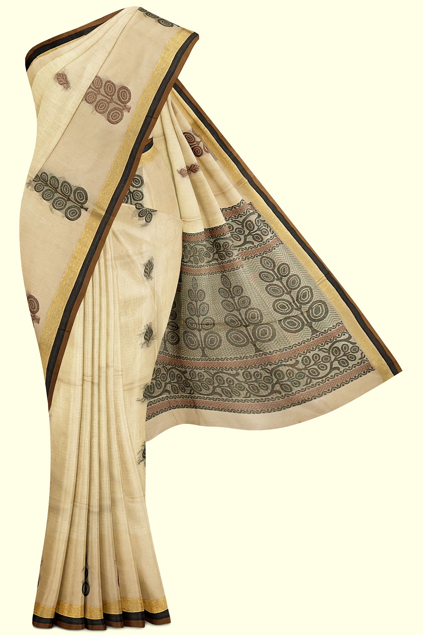 Pure Cotton Pastel Yellow Saree with Multi Color Thread Weaving Putta